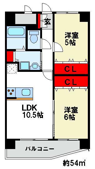 E.POPULARII(2LDK/1階)の間取り写真