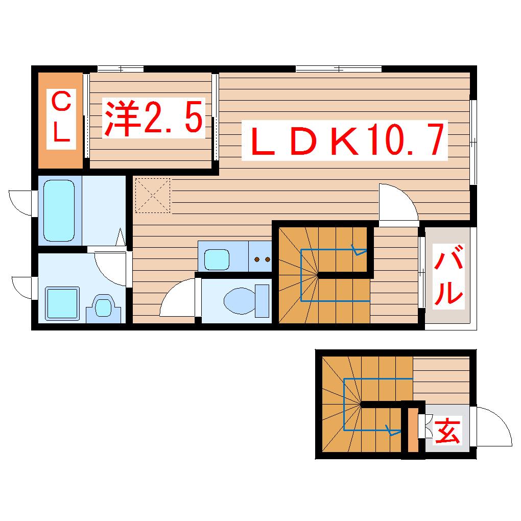 ブッシュリーSATO(1LDK/2階)の間取り写真
