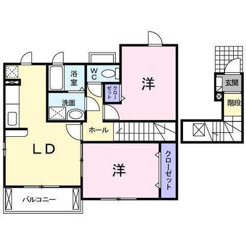 モデラート(2LDK/2階)の間取り写真