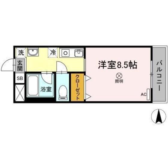 マメゾン三野(1K/3階)の間取り写真