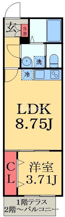 AJ幕張2(1LDK/1階)の間取り写真