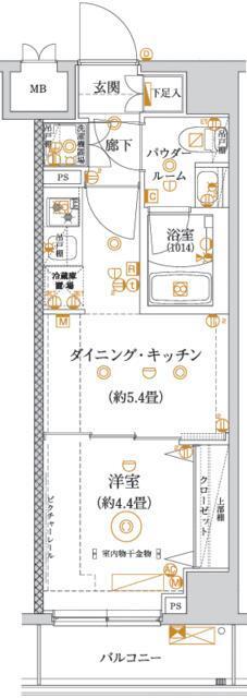 ガリシア亀戸水神(1DK/2階)の間取り写真