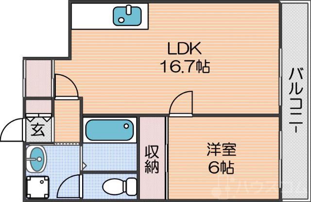 DAIKOマンション(1LDK/9階)の間取り写真