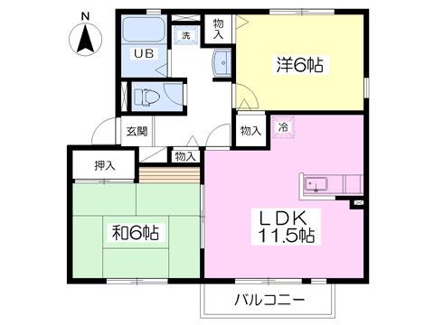 サンコートB(2LDK/2階)の間取り写真