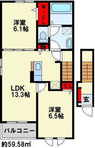 グランノ2(2LDK/2階)の間取り写真