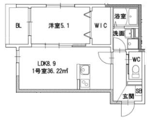 IL GRANDE黒髪(1LDK/2階)の間取り写真