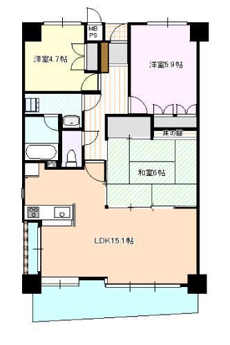 ダイアパレス三番町(3LDK/4階)の間取り写真