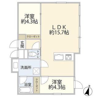 ベラ・カーサ大岡山 2階(2LDK/2階)の間取り写真