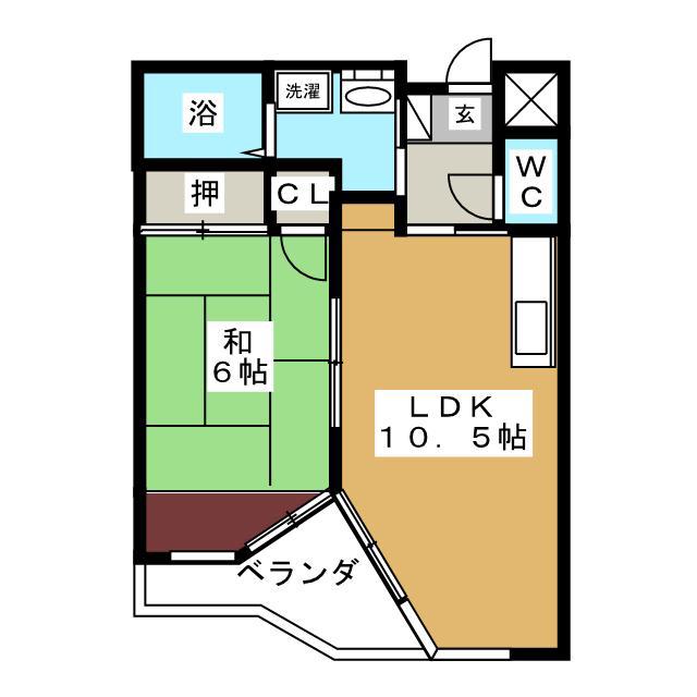 グランドハイツ石堂(1LDK/7階)の間取り写真