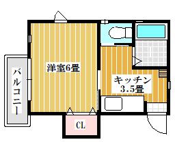 コーポハイブリッヂ(1K/1階)の間取り写真