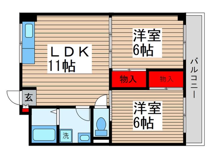 パストラルハイツ(2LDK/3階)の間取り写真