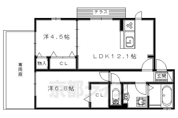 CLAIRE津田II(2LDK/1階)の間取り写真