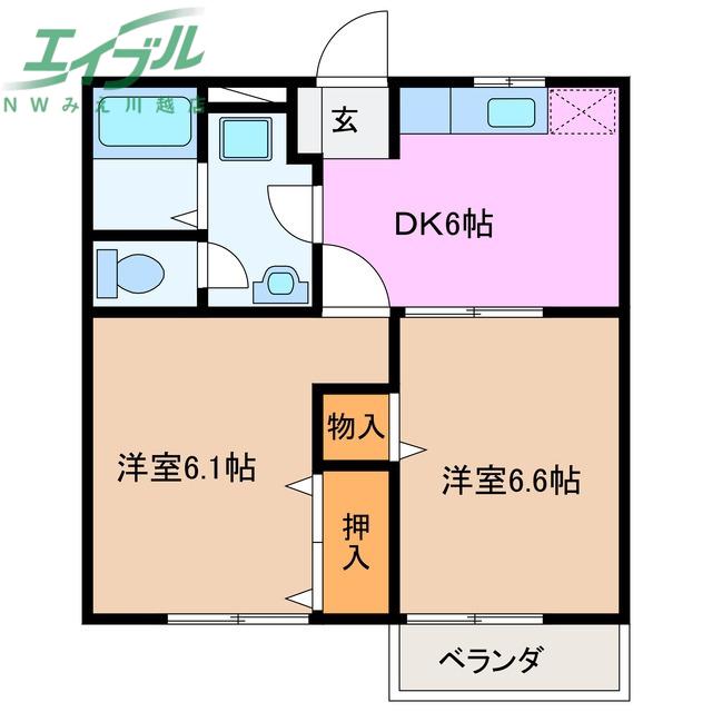 サンメゾンSI(2DK/2階)の間取り写真