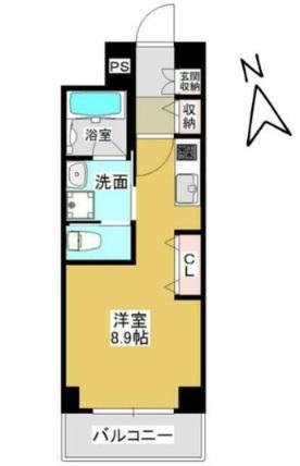 メルヴェーユ東八番丁(ワンルーム/2階)の間取り写真