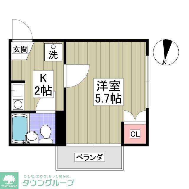 ヴィラン大宮(1K/2階)の間取り写真