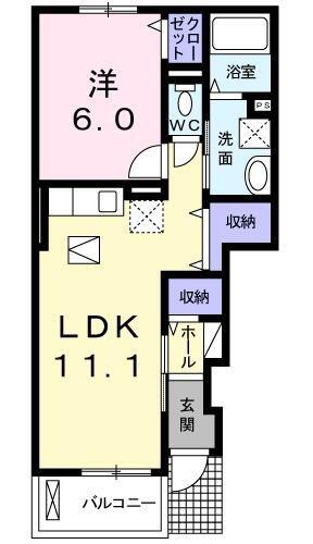 クロワール(1LDK/1階)の間取り写真