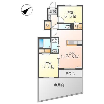 プチ・アース(2LDK/1階)の間取り写真