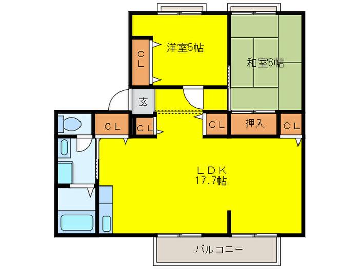 サニーハウス泉南1棟(2LDK/2階)の間取り写真
