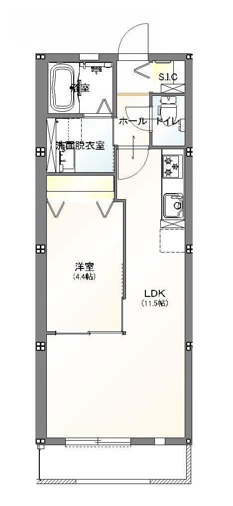 VILLA SOLARE(1LDK/1階)の間取り写真