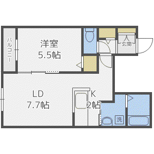 CITY RESIDENCE発寒(1LDK/1階)の間取り写真