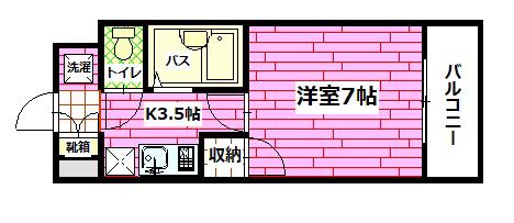Mエスタシオン(1K/1階)の間取り写真
