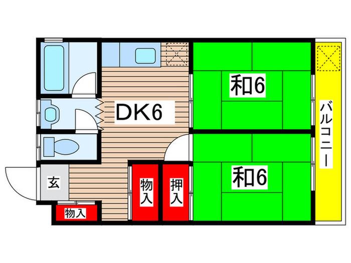 メゾン小岩(2DK/7階)の間取り写真