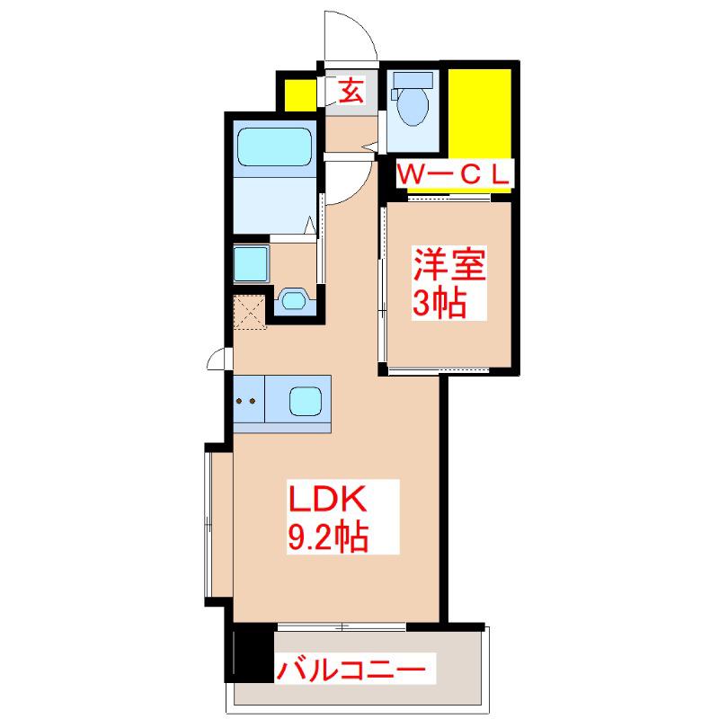 イースト TERRACE下荒田(1LDK/5階)の間取り写真