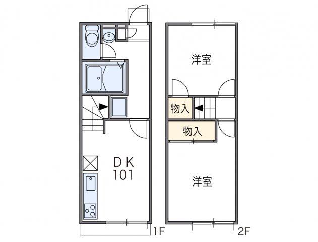 レオパレス太子II(2DK/1階)の間取り写真