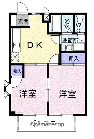 サウザンバレ-B(2DK/2階)の間取り写真