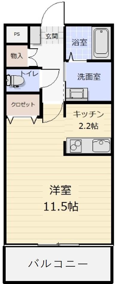 メゾンソレイル(1K/3階)の間取り写真