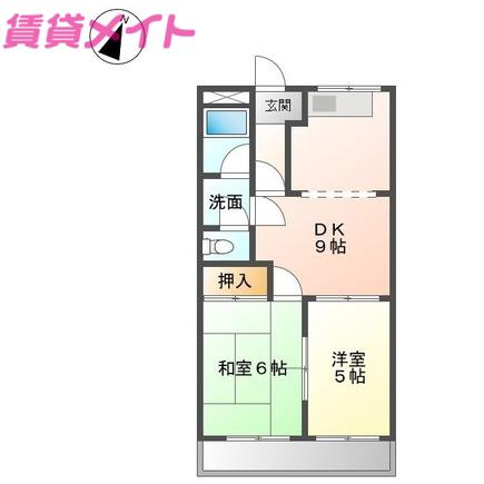 栄ハイム(2DK/1階)の間取り写真