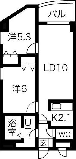 SERAM八軒(2LDK/2階)の間取り写真