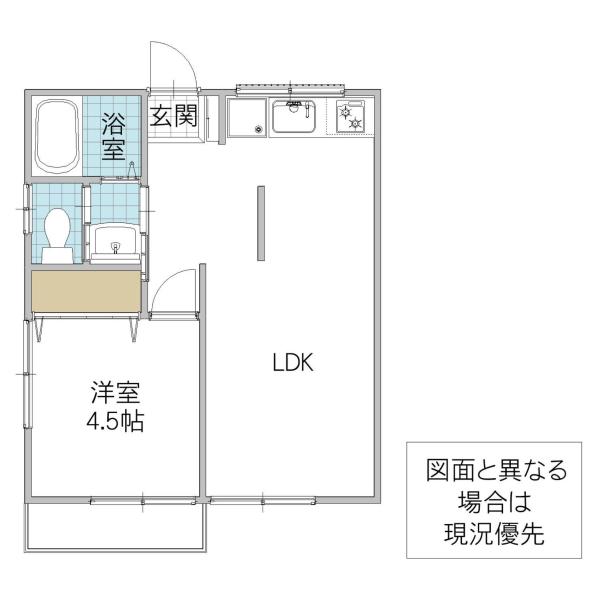 萬屋コーポ A(1LDK/2階)の間取り写真