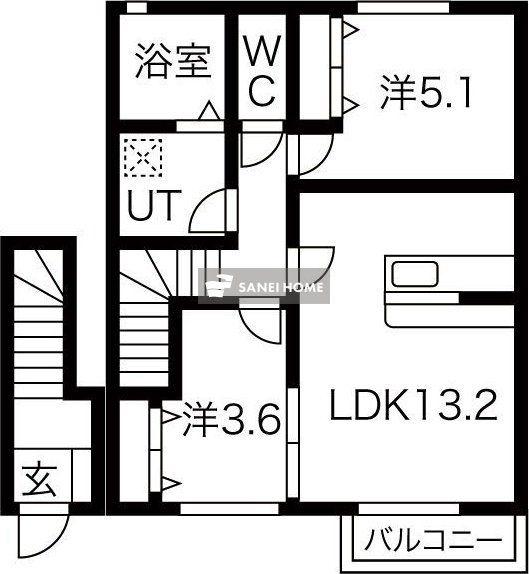 ボナール(1SLDK/2階)の間取り写真