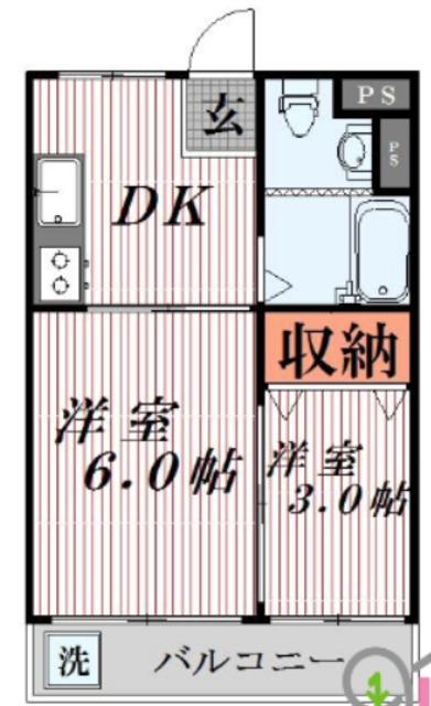シャトレー堀切(2DK/3階)の間取り写真