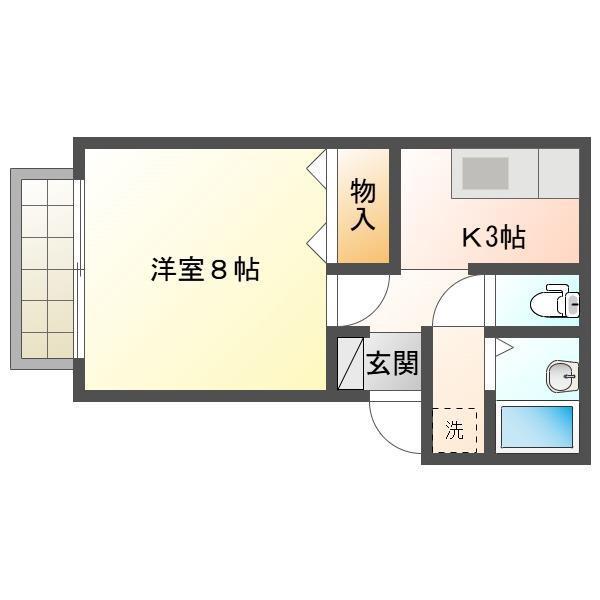 ROGUE・UII(1K/2階)の間取り写真