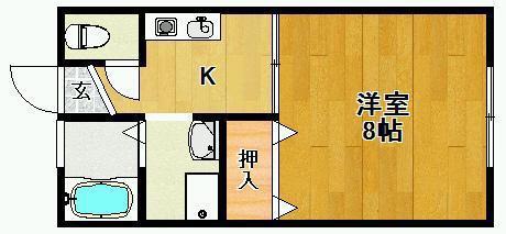 ベルクレージュSK(1K/2階)の間取り写真