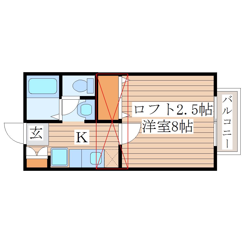 セレーノ蒲町(1K/2階)の間取り写真