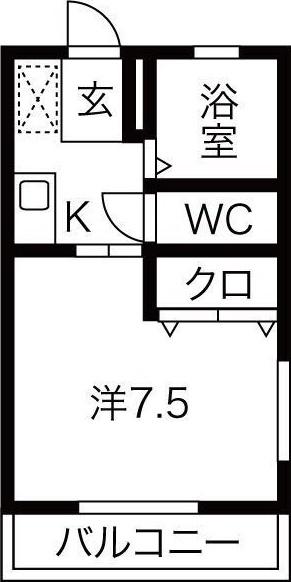 グリーンコート(1K/2階)の間取り写真