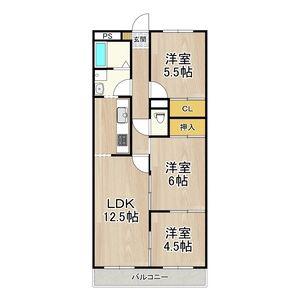 サンコートやしろが丘(3LDK/2階)の間取り写真