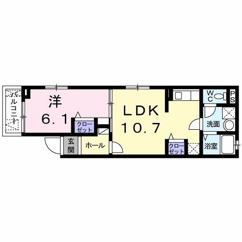 オンフォレスト白島(1LDK/3階)の間取り写真