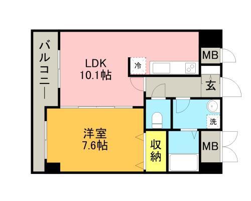 グラシア大濠(1LDK/6階)の間取り写真