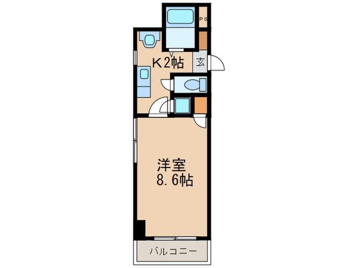 ビュークレスト大橋駅西口(1K/4階)の間取り写真