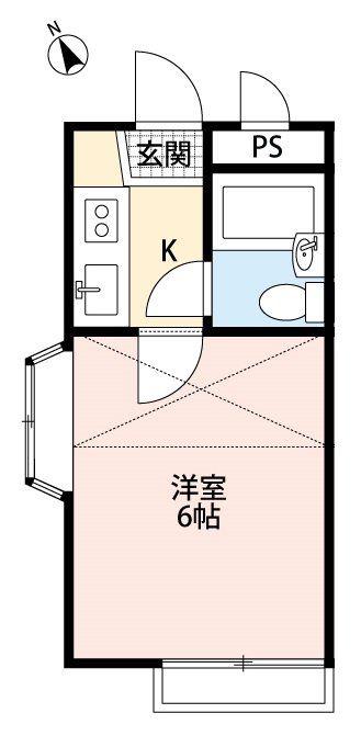 プラザドゥカルティエ(1K/2階)の間取り写真