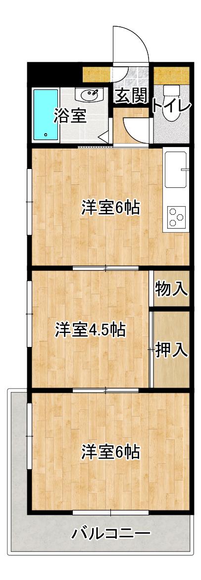 サントピア新今宮(2DK/3階)の間取り写真