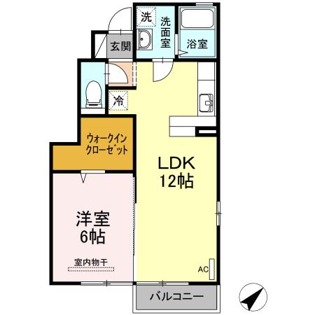 レーブ ルミエール(1LDK/1階)の間取り写真