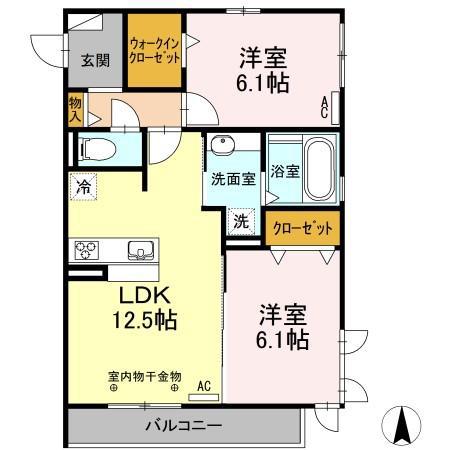 SALT VALLEY COURTII(2LDK/2階)の間取り写真