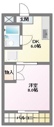マンション大庭(1DK/3階)の間取り写真