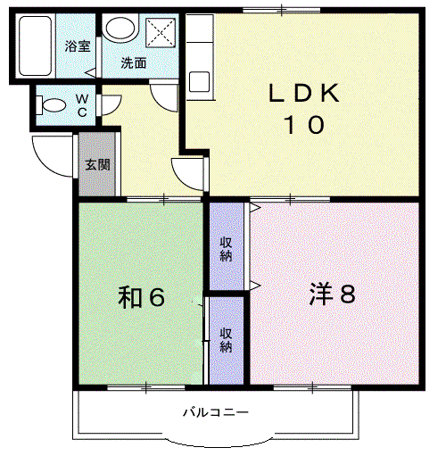 ハイツ沖田I(2LDK/3階)の間取り写真