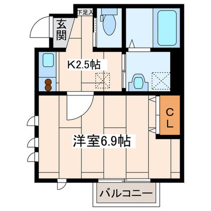 フォレストサイド根岸(1K/1階)の間取り写真